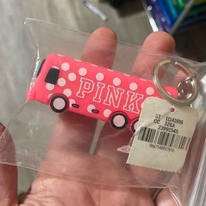 Pink bus keychain